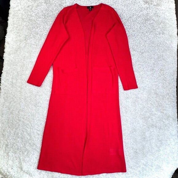 Jason Wu Red Cardigan Duster Longline Sweater Pockets Womens XS - Picture 2 of 11